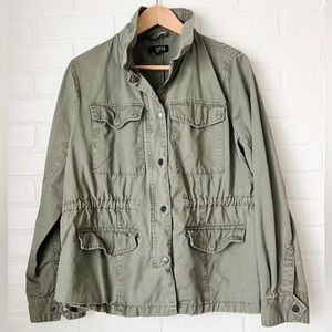 Women’s Cinched-Waist Utility Field Jacket, Olive / Army Green, Extra Large XL